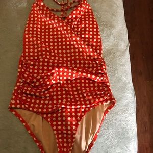 J.Crew Red polka dot bathing suit